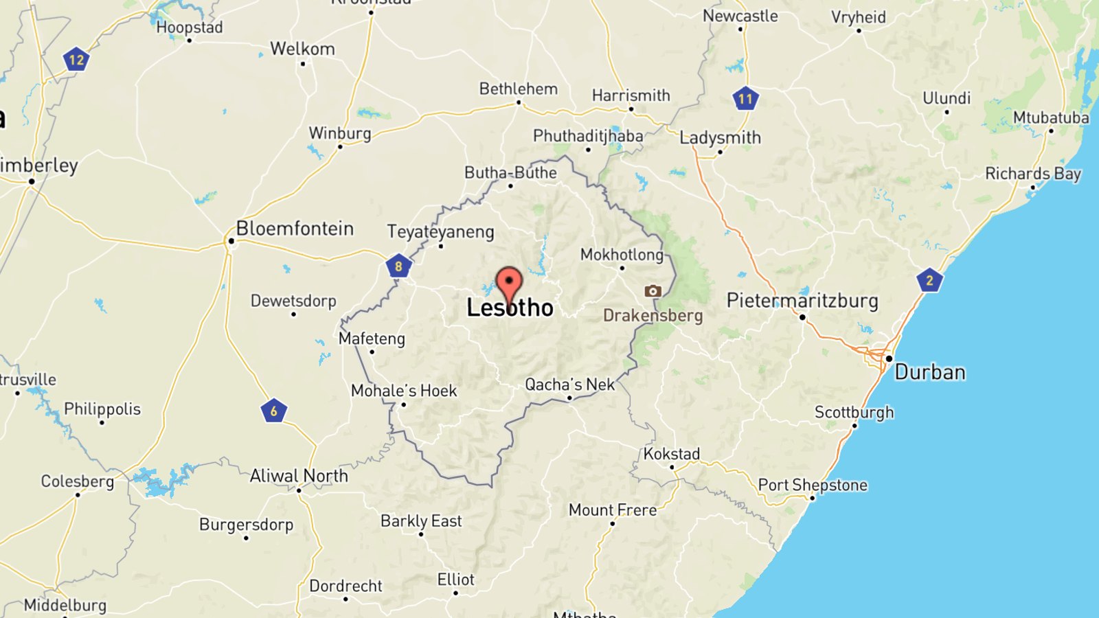 Mappa Lesotho cartina geografica