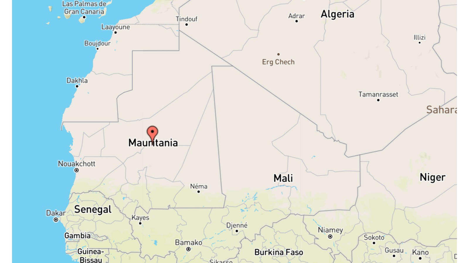 Mappa Mauritania cartina