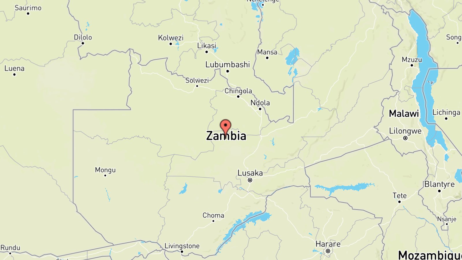 Mappa Zambia cartina geografica