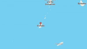 Portachiavi Rettangolare Con Mappa Di Grenada | In Acrilico 6,3x3,8 Cm | Souvenir Da Collezione, Doppia Faccia