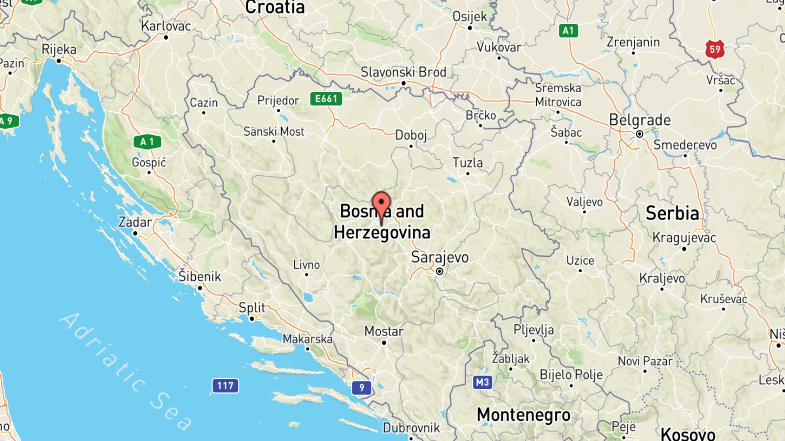 Mappa Bosnia ed Erzegovina cartina geografica